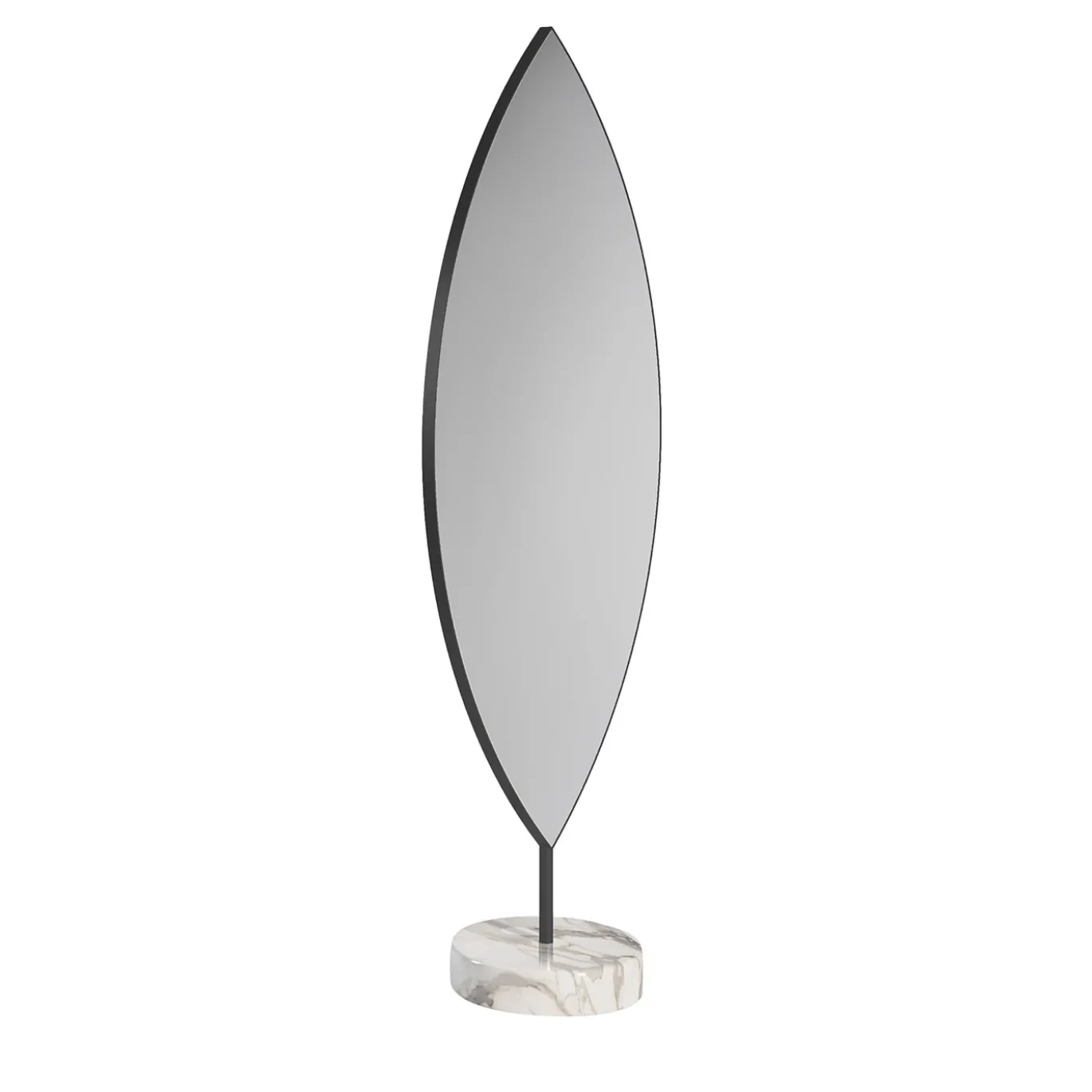 Aglaia Calacatta Marble And Black Metal Floor Mirror