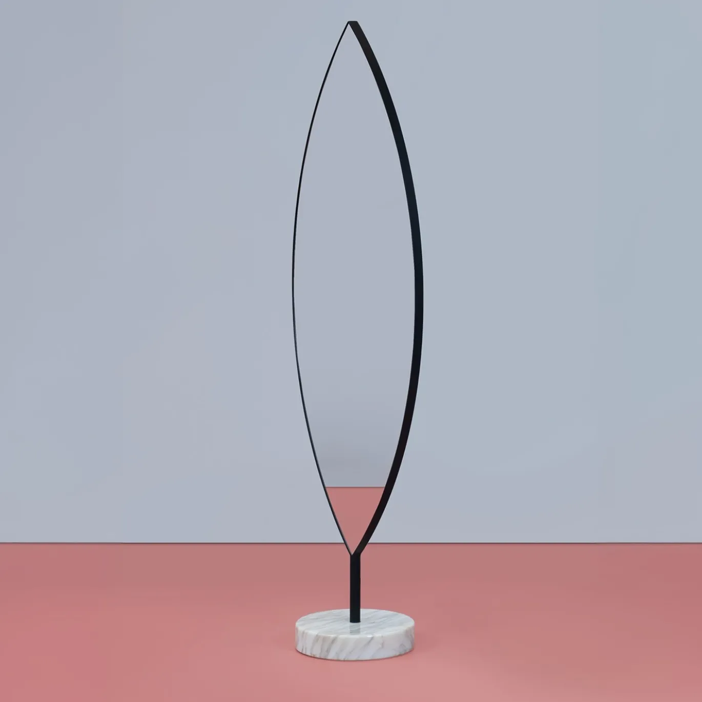 Aglaia Calacatta Marble And Black Metal Floor Mirror