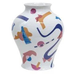 Alchimie vaso anfora in porcellana con decoro astratto h32cm