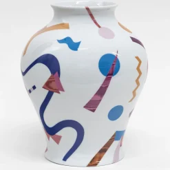 Alchimie vaso anfora in porcellana con decoro astratto h32cm