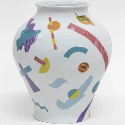 Alchimie vaso anfora in porcellana con decoro astratto h27cm