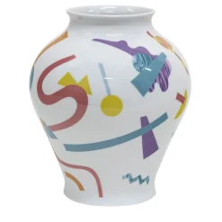 Alchimie vaso anfora in porcellana con decoro astratto h27cm