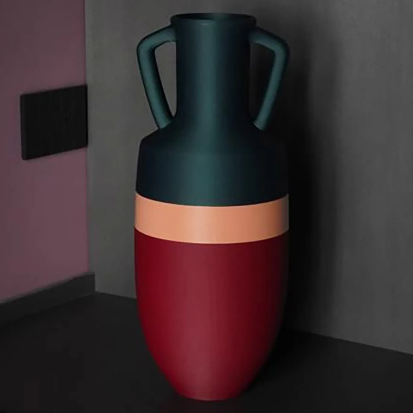 Anfora Ottaviano XL Burgundu rosa e verde