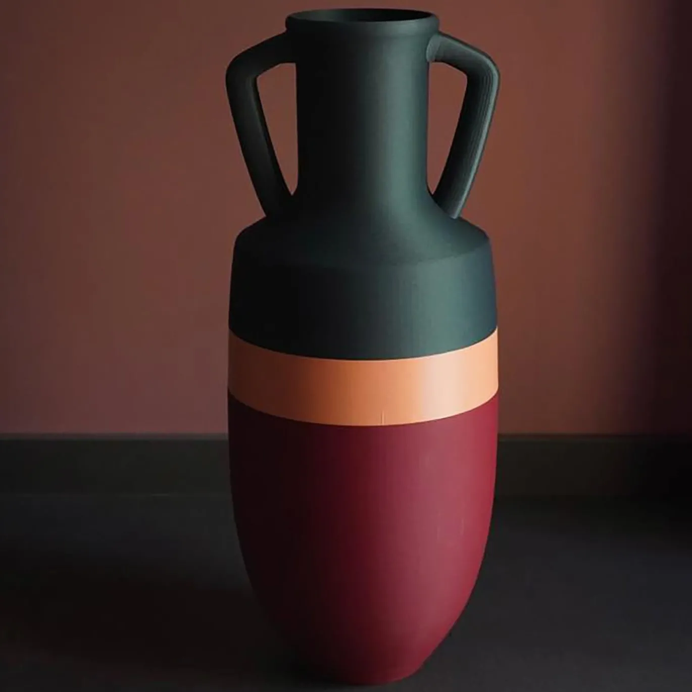 Anfora Ottaviano XL Burgundu rosa e verde