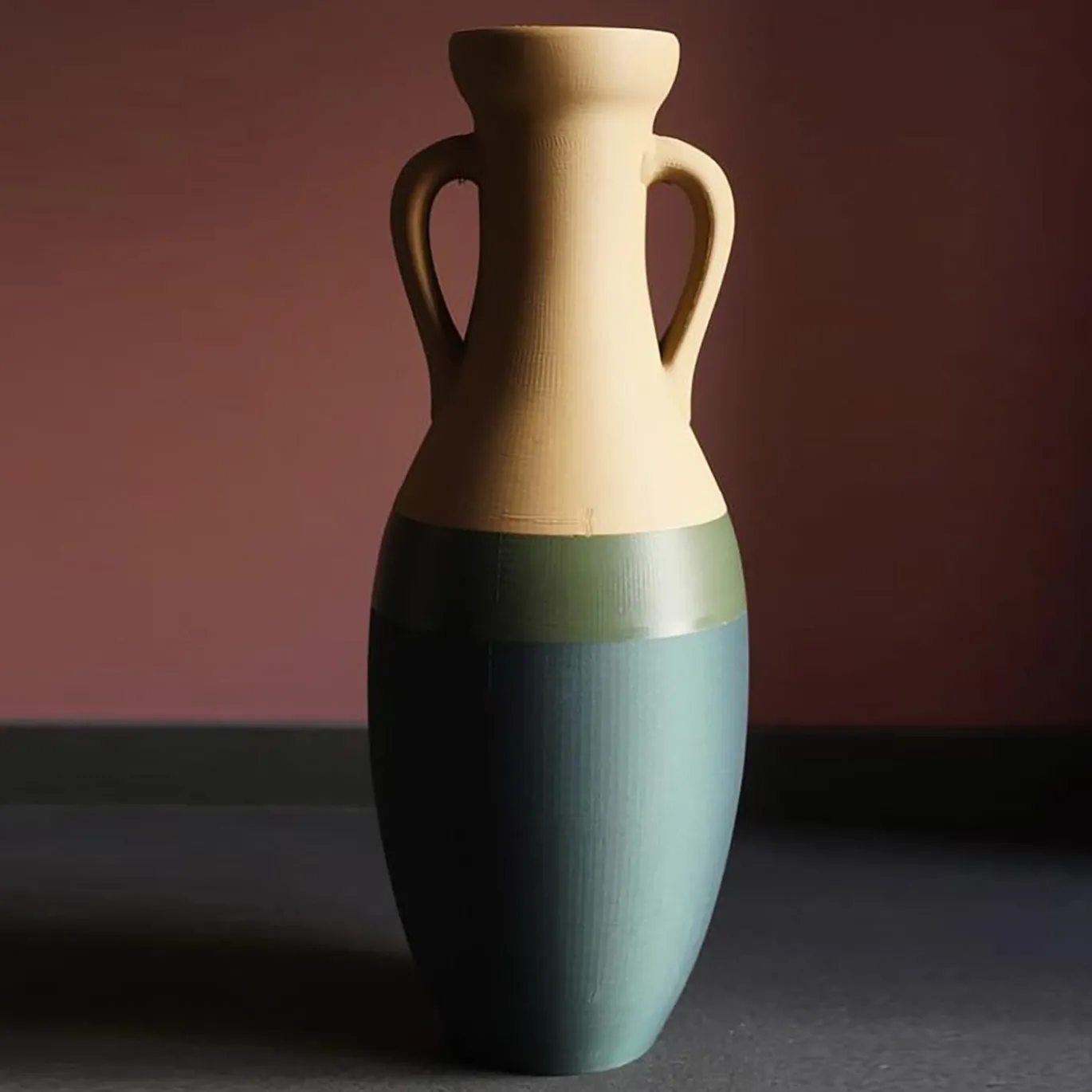 Anfora XL verde e beige Giuio Cesare