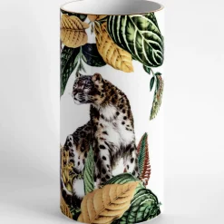 Animalia Vaso cilindrico in porcellana con ghepardo