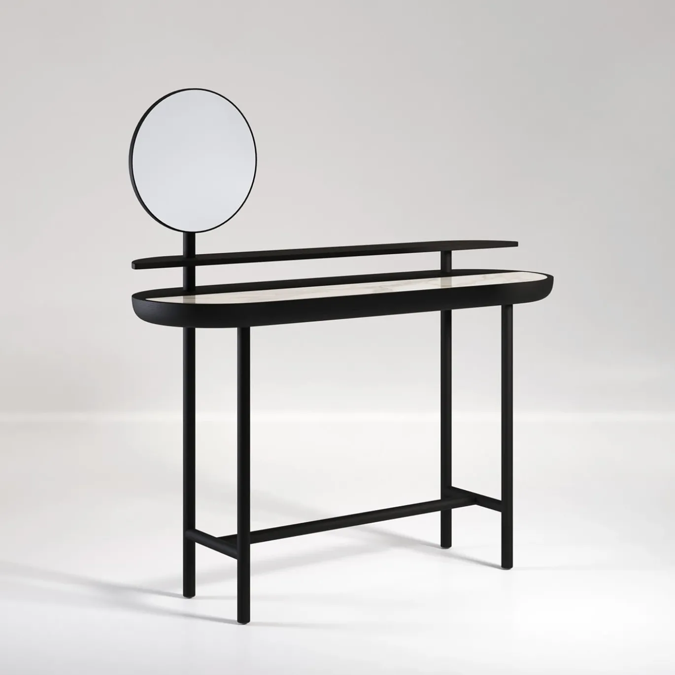 Apollo Black Walnut Wood And Calacatta Marble Vanity With Mirror