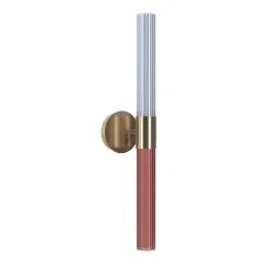 Applique Centrale Sbàrlusc in Vetro Rosso e Ottone Champagne di Isacco Brioschi