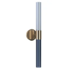 Applique centrale Sbàrlusc in vetro fumé indaco e ottone champagne di Isacco Brioschi