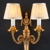 Applique da parete a due luci in ottone dorato anticato