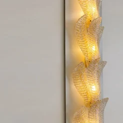 Applique da parete con foglie in vetro graniglia ambra