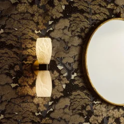 Applique Demetra in oro francese satinato, nero opaco e alabastro