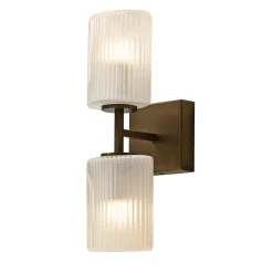 Applique Doppia Cuspide in Vetro Bianco