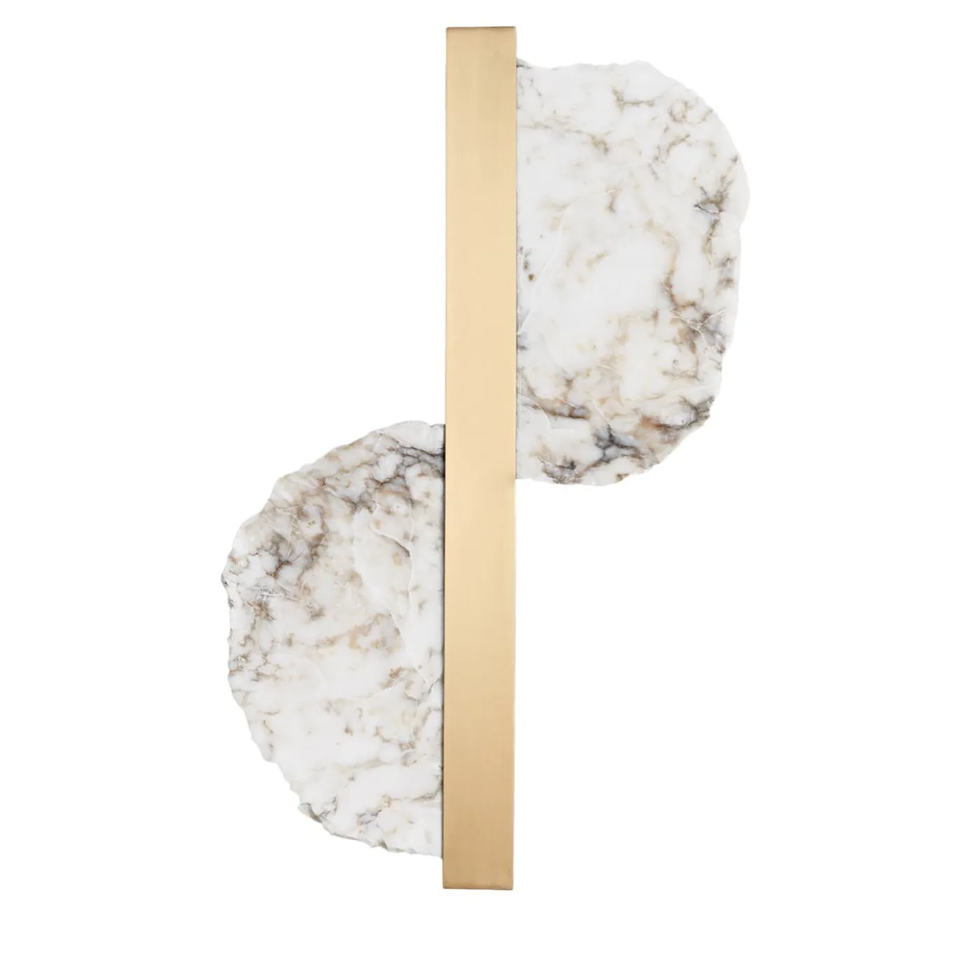 Applique Eclipse in ottone satinato e alabastro