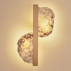 Applique Eclipse in ottone satinato e alabastro