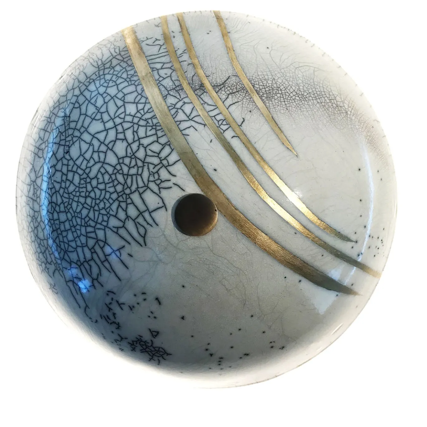 Applique E-TATE in ceramica bianca con pennellate d'oro