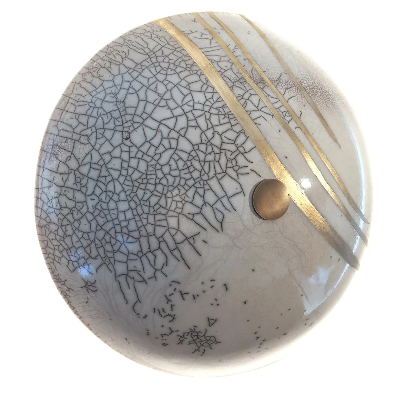 Applique E-TATE in ceramica bianca con pennellate d'oro
