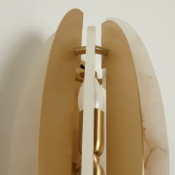 Applique Helios in ottone satinato e alabastro