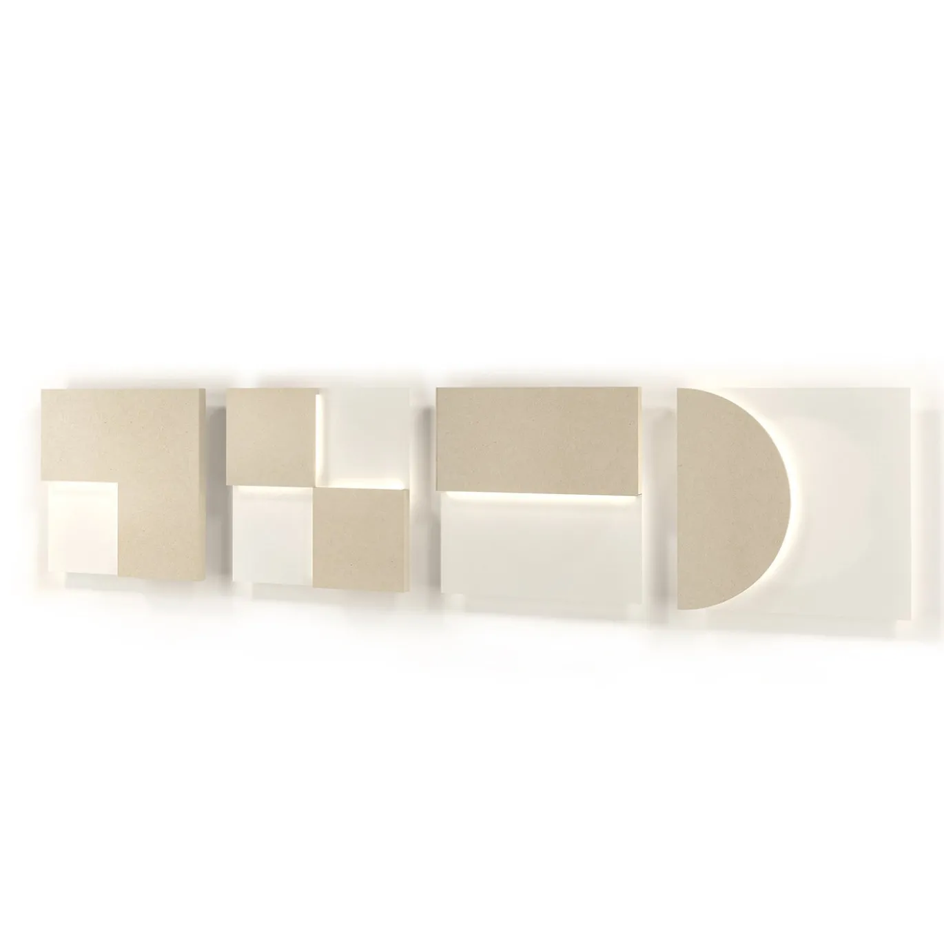 Applique Modulare D in ferro con finitura bianca e pietra beige