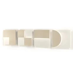 Applique Modulare L in ferro con finitura bianca e pietra beige