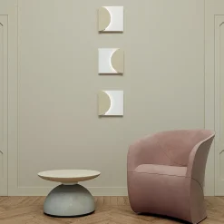 Applique Modulare X in ferro con finitura bianca e pietra beige