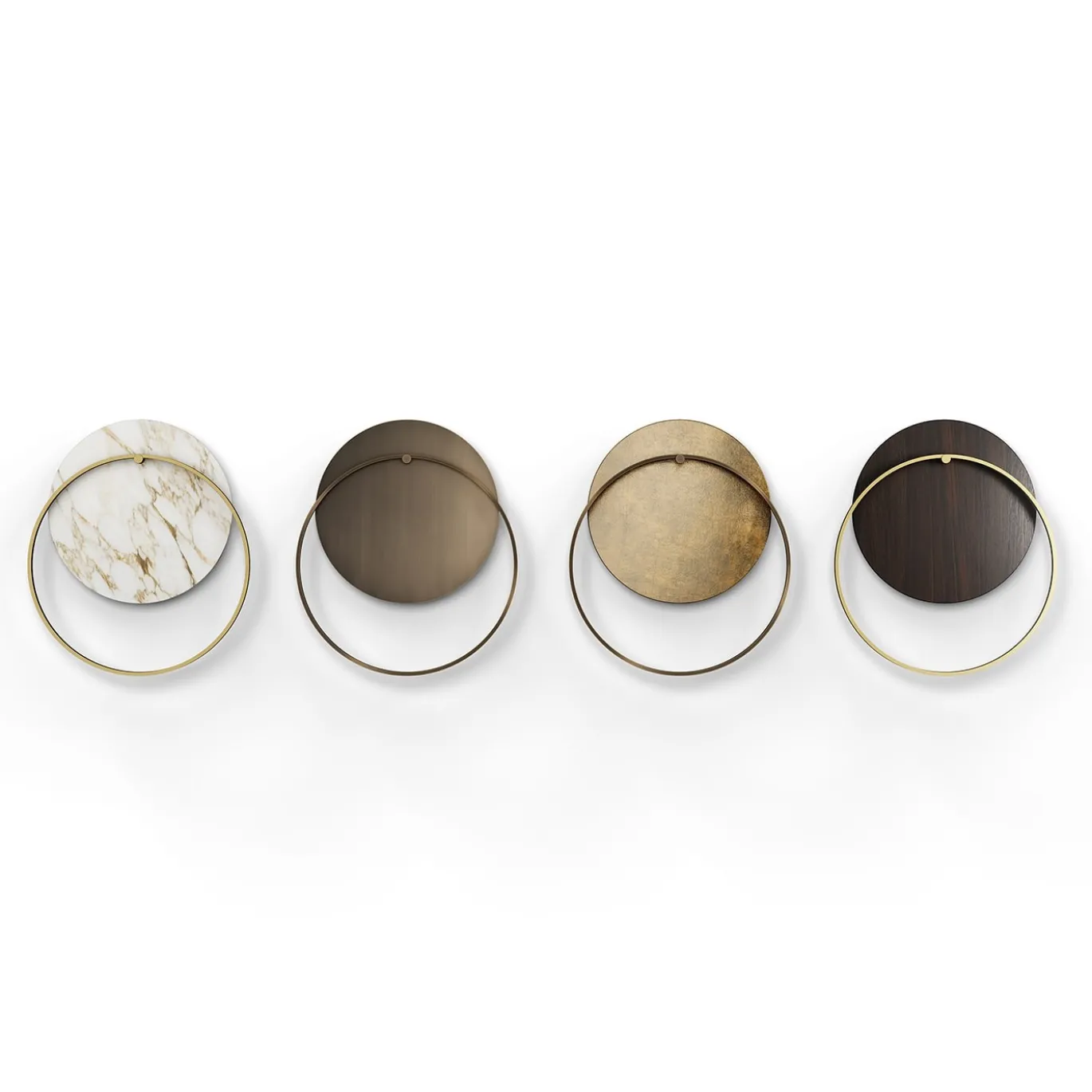 Applique Myring in ottone finitura oro e disco in marmo bianco