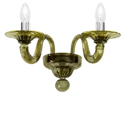Applique Nicole a 2 Luci in Vetro Soffiato Verde Oliva