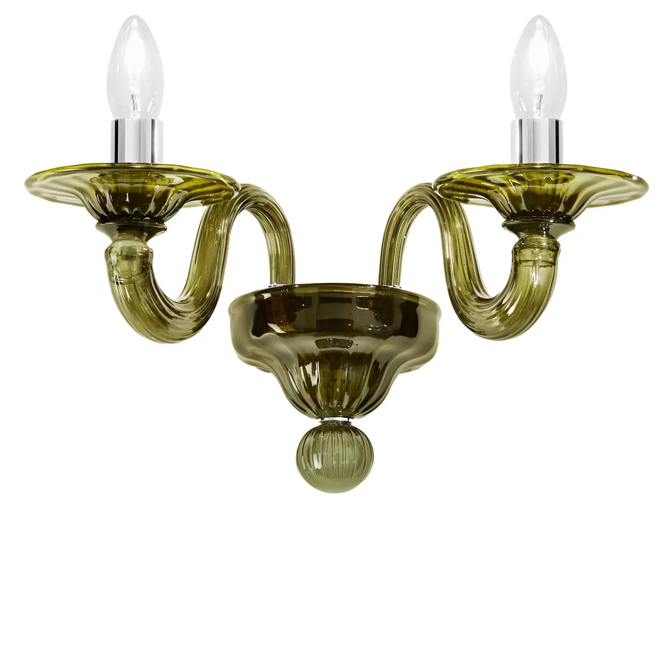 Applique Nicole a 2 Luci in Vetro Soffiato Verde Oliva