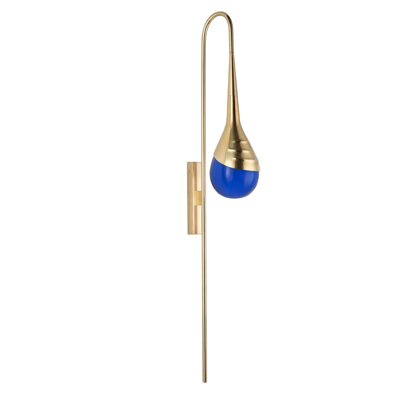 Applique Perpetua in ottone e vetro blu fumé