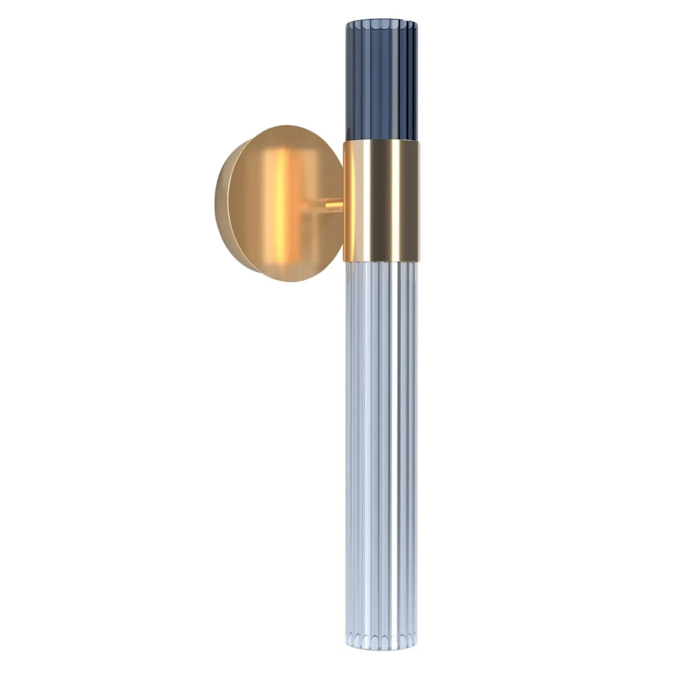 Applique Sbàrlusc in vetro fumé indaco e ottone champagne di Isacco Brioschi