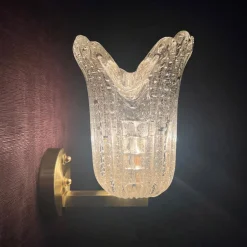 Applique Vaso in vetro di Murano e ottone spazzolato