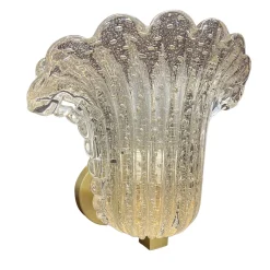 Applique Vaso in vetro di Murano e ottone spazzolato