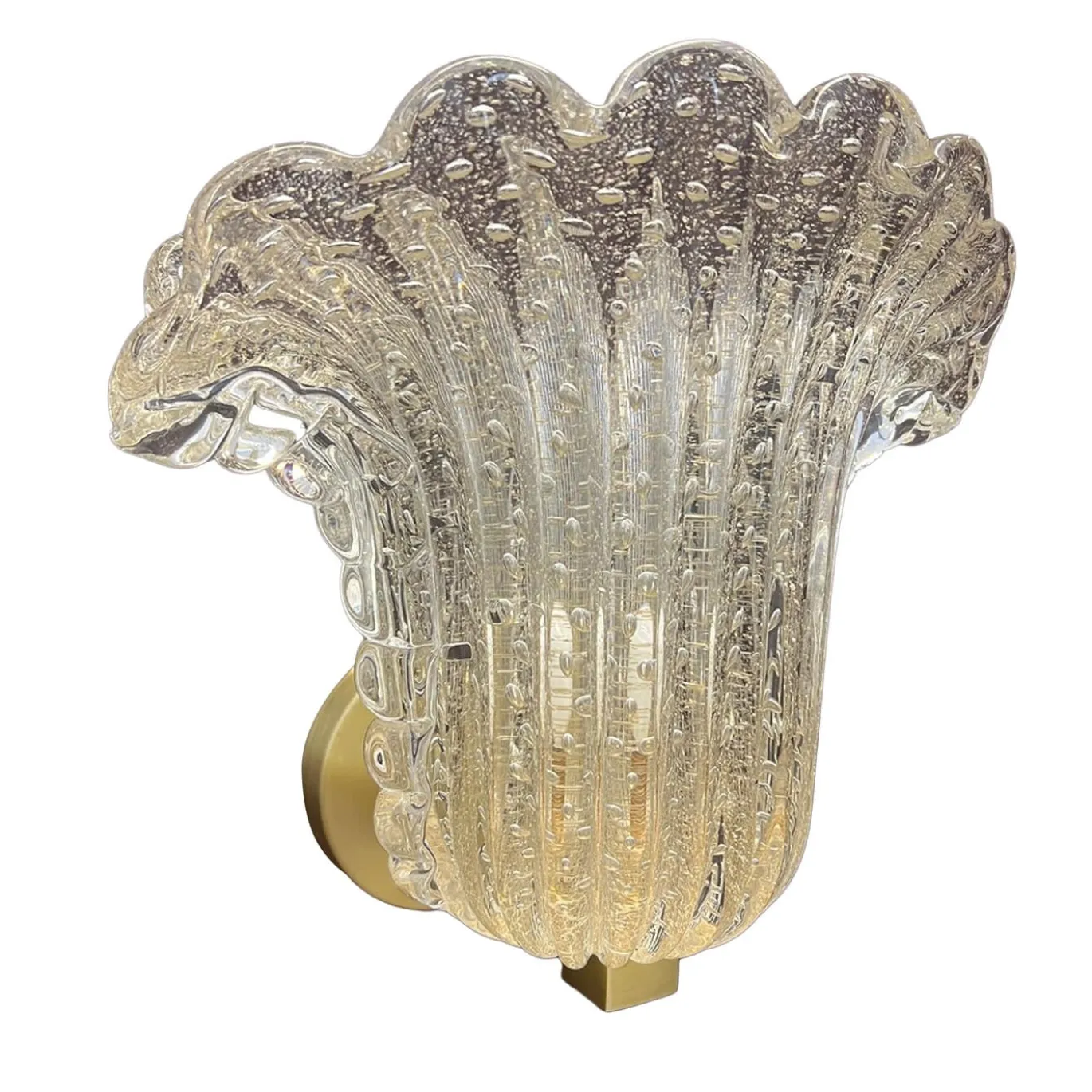 Applique Vaso in vetro di Murano e ottone spazzolato