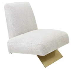 Aries Poltrona in Tessuto Bianco e Metallo Satinato Oro
