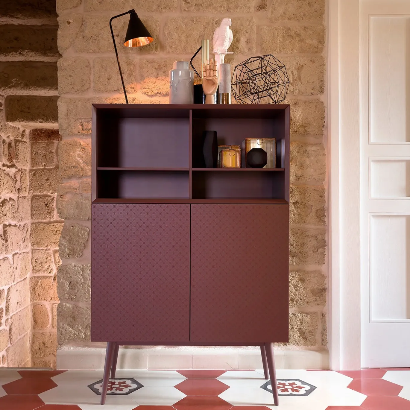 Armadietto alto Tiles Maroon