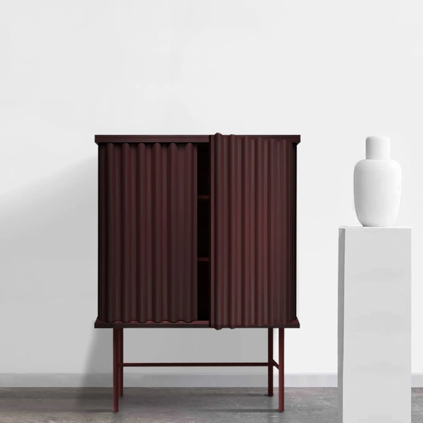 Armadio a 2 ante in MDF rosso vino Curl