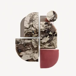 Baliset Set di 4 Tavolini da Caffè in Pietra Lucida e Rosa Antico