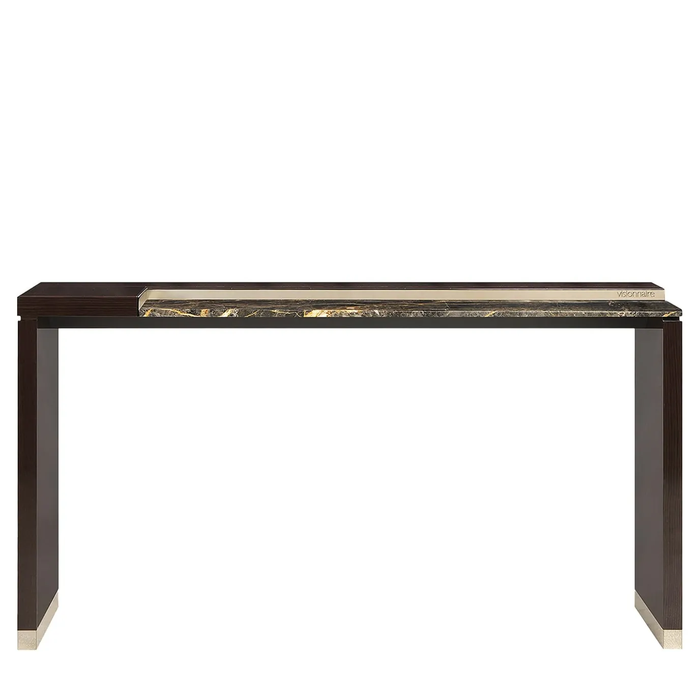 Barbican Consolle con Base in Legno Marrone e Piano in Marmo