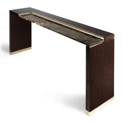 Barbican Consolle con Base in Legno Marrone e Piano in Marmo