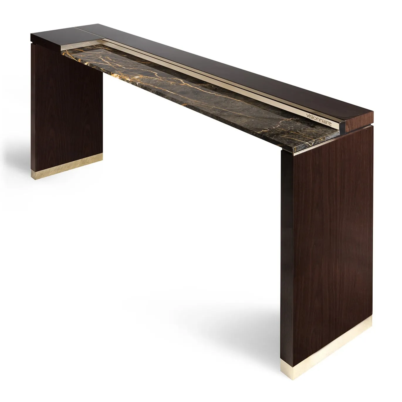 Barbican Consolle con Base in Legno Marrone e Piano in Marmo
