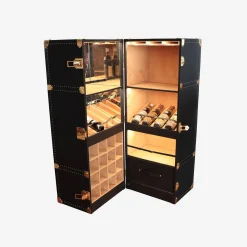 Baule bar a vapore Regale con ruote nere e oro