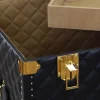 Bauletto Regale in pelle trapuntata blu e oro