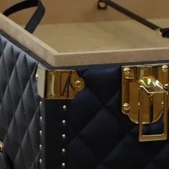 Bauletto Regale in pelle trapuntata blu e oro