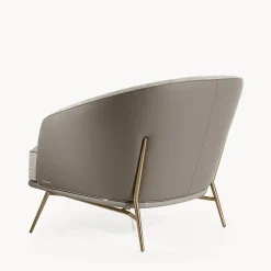 Bluemine Poltrona in Tessuto Beige e Pelle