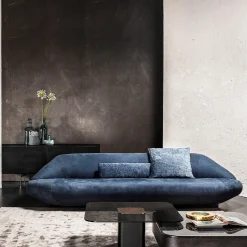 370 Bolid Divano di lusso in pelle blu Nabuk di Gianluigi Landoni