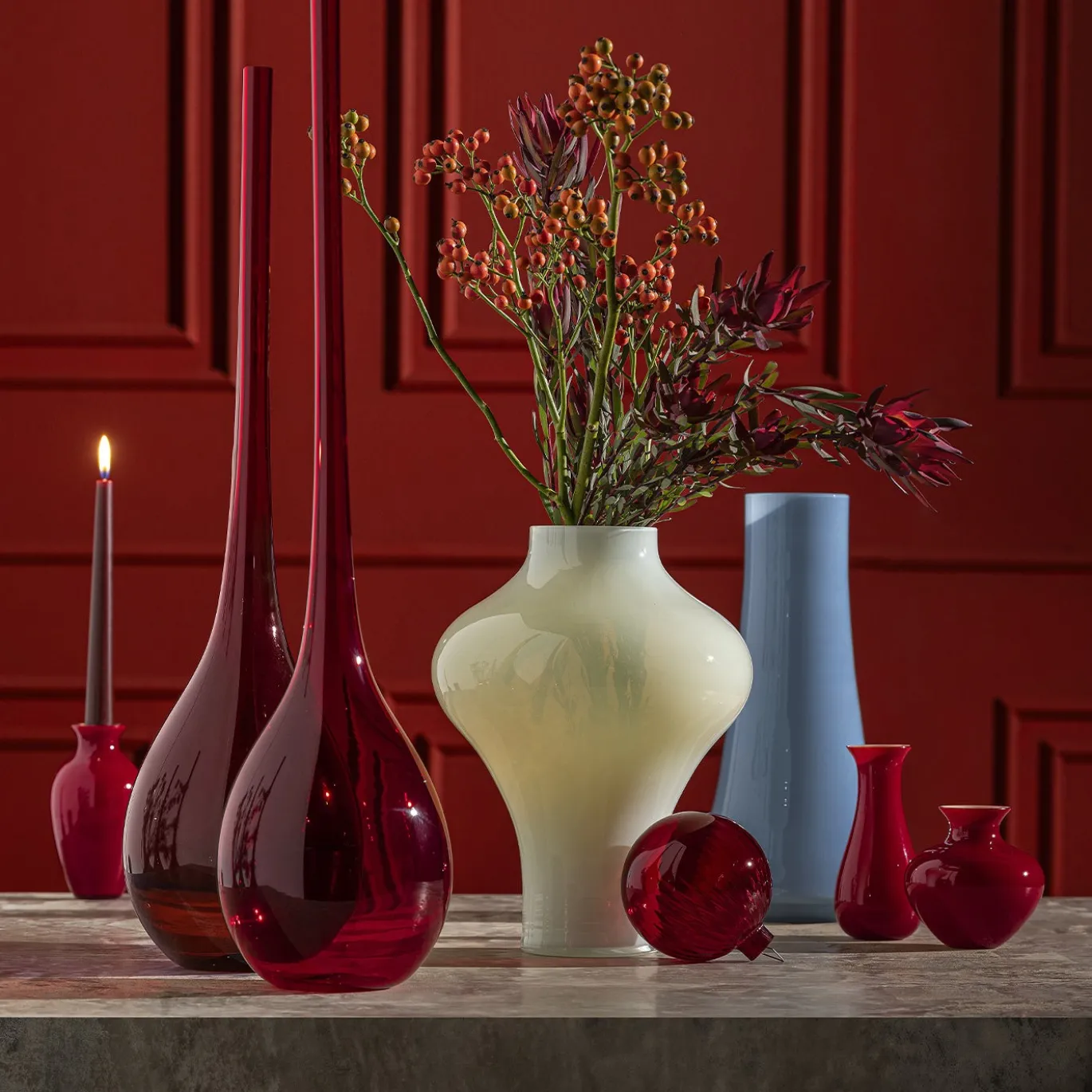 Bolle Vaso rosso a forma di goccia