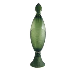 Bottiglia decorativa alta in vetro di Murano verde