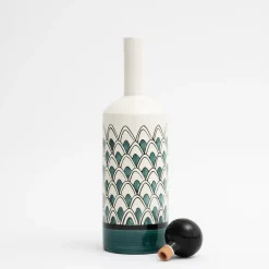 Bottiglia decorativa Gemini verde con coperchio