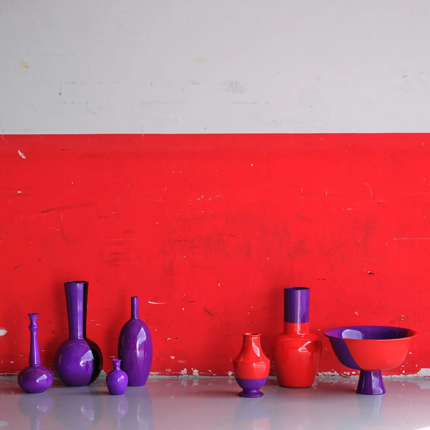 Bottiglia decorativa Scia Fluorescente in ceramica viola fluo