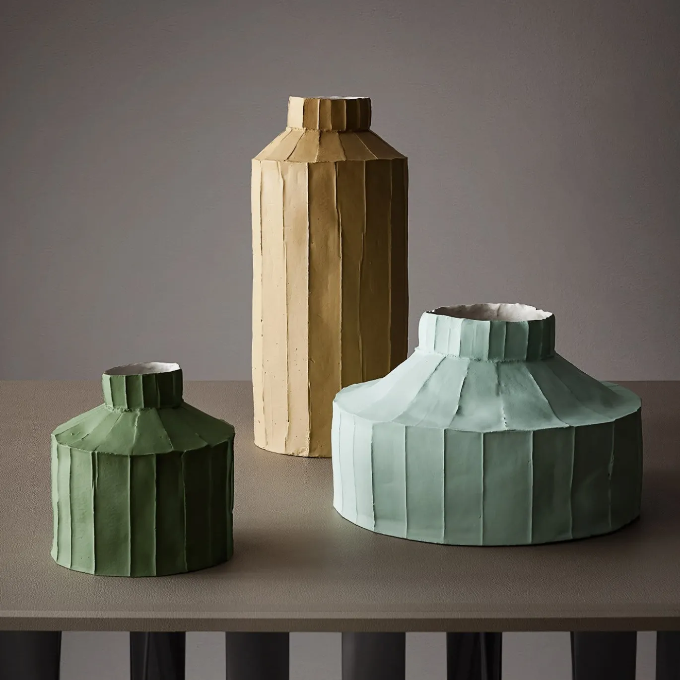 Bottiglia Decorativa Vaso FIDE Corteccia B4/Basilico in Ceramica Verde